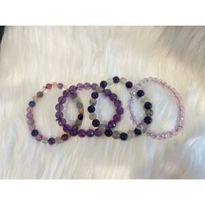 Crystal Bracelet Stack | Amethyst, Clear Quartz, Fluorite & Black Tourmaline
